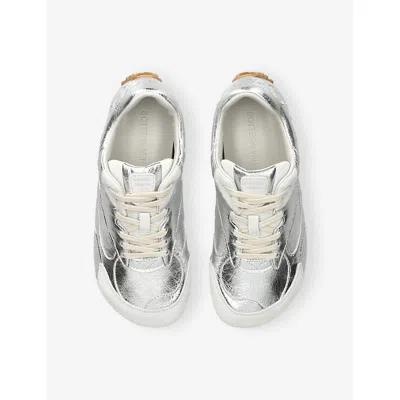 Bottega Veneta Silver Leather Orbit Flash Sneakers In White