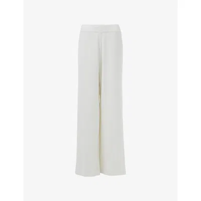 Leem Womens White Elasticated-waist Wide-leg Knitted Trousers In White