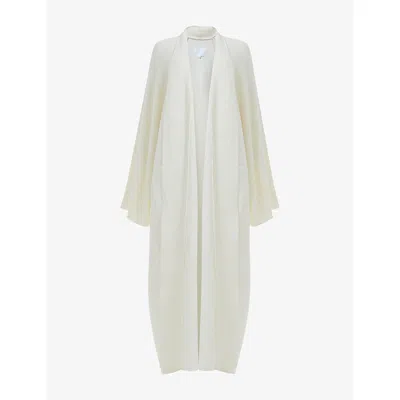 Leem Womens White Ribbed Relaxed-fit Knitted Bisht L/xl In White