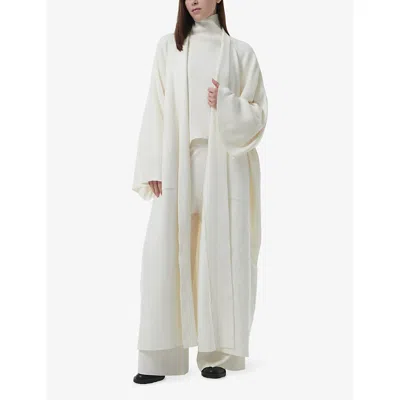 Leem Womens White Ribbed Relaxed-fit Knitted Bisht L/xl In White