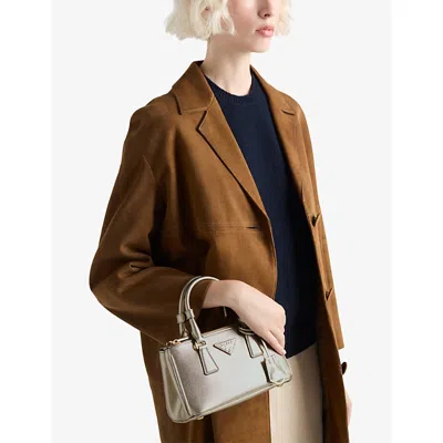 Prada Womens Gold/silver Galleria Medium Saffiano-leather Tote Bag In Silver