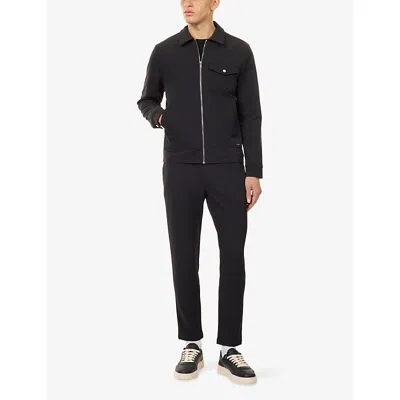 Belier Mens Black Traveller Zip-up Woven Overshirt In Black