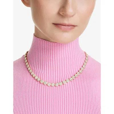 Swarovski Womens Una 18ct Yellow-gold Plated And Zirconia Necklace In White