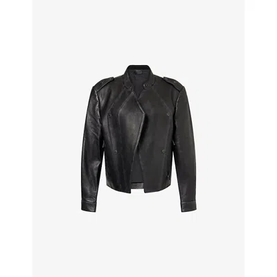 Team Wang Design Omens Black Acceptance Open-front Leather Jacket In Black