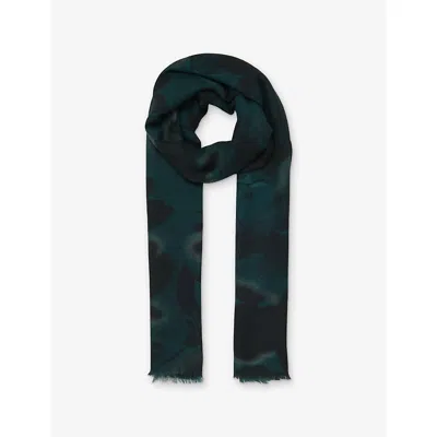 Leem Womens Green Organic Print Modal-jersey Scarf In Green