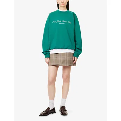 Sporty And Rich Womens Alpine Ny Tennis Club Round-neck Cotton-jersey Sweatshirt In Blue