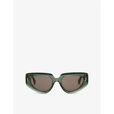 Loewe Womens Transparent Dark Gre Small Butterfly-frame Acetate Sunglasses In Green