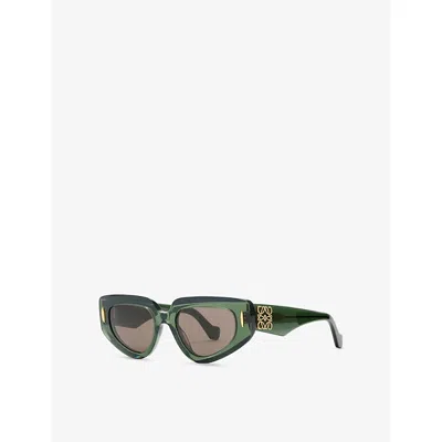 Loewe Womens Transparent Dark Gre Small Butterfly-frame Acetate Sunglasses In Green