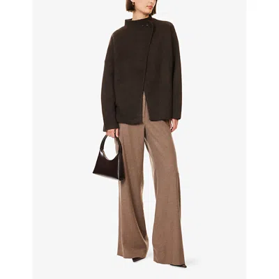 Pretty Lavish Womens Chocolate Brown Sarlina Crossover Knitted Cardigan In Brown