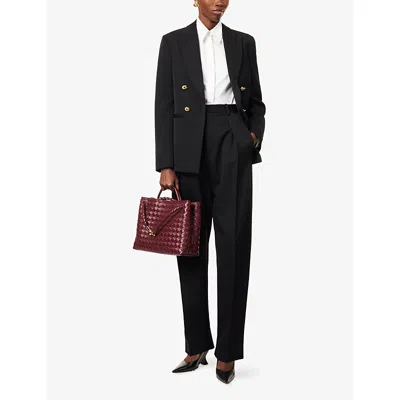 Bottega Veneta Womens Black Knot Peak-lapels Wool Jacket