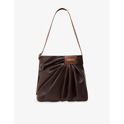 Loewe Womens Dark Chestnut Draped Leather Tote Bag In Brown