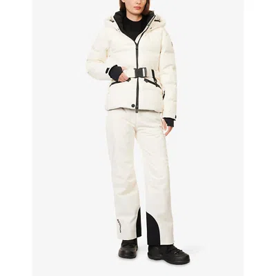 Moncler Womens White Tolima Hooded Stretch-woven Down Jacket In White