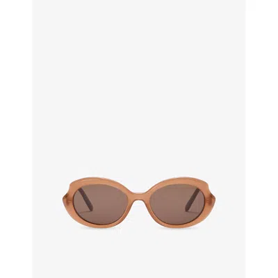 Loewe Womens Milky Caramel Mini Slim Oval-frame Acetate Sunglasses In Brown