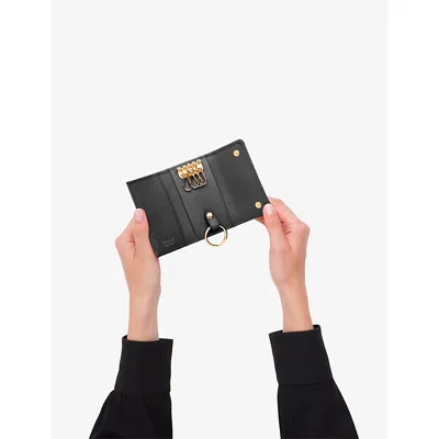 Prada Womens Black Saffiano Leather Keychain Wallet