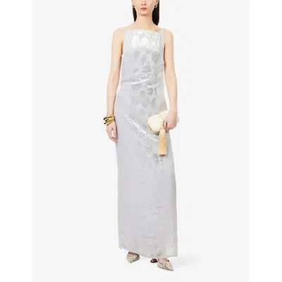 Sir Womens Silver Ventura Open-back Woven Gown Xs In White