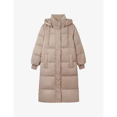 The White Company S Hazelwood Quilted Hooded Shell-down Puffer Coat In Brown