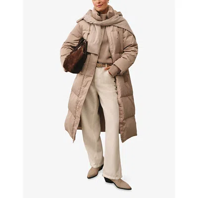 The White Company S Hazelwood Quilted Hooded Shell-down Puffer Coat In Brown