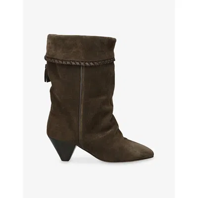 Isabel Marant Dalby Draped Suede Ankle Boots With Pointed Toe And Cone Heel In Brown
