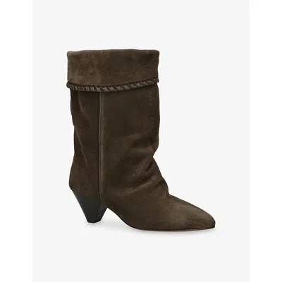 Isabel Marant Dalby Draped Suede Ankle Boots With Pointed Toe And Cone Heel In Brown