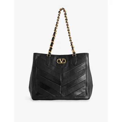 Valentino Womens Nero Laseine Leather Tote Bag In Black