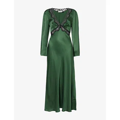 Rixo London Womens Forest Green Debra V-neck Woven Midi Dress In Green