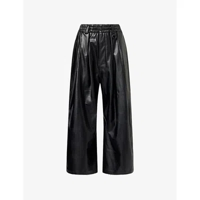 Team Wang Design Omens Black Acceptance Wide-leg Faux-leather Trousers Xs In Black