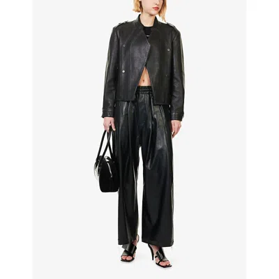 Team Wang Design Omens Black Acceptance Wide-leg Faux-leather Trousers Xs In Black
