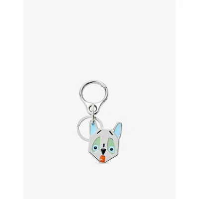 Loewe Womens Silver/multicolor Futuristic Cat Metal Keyring In Metallic