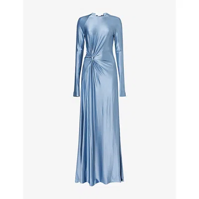 Victoria Beckham Womens Stone Twist Long-sleeves Stretch-woven Gown In Blue