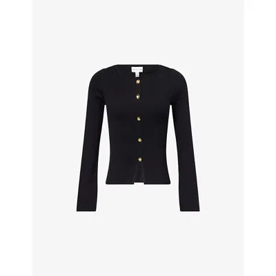 Pretty Lavish Womens Black Sissi Bell-sleeves Knitted Top In Black