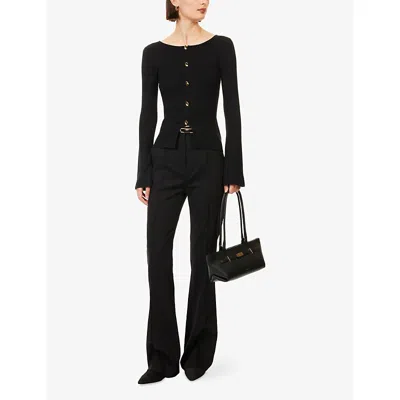 Pretty Lavish Womens Black Sissi Bell-sleeves Knitted Top In Black