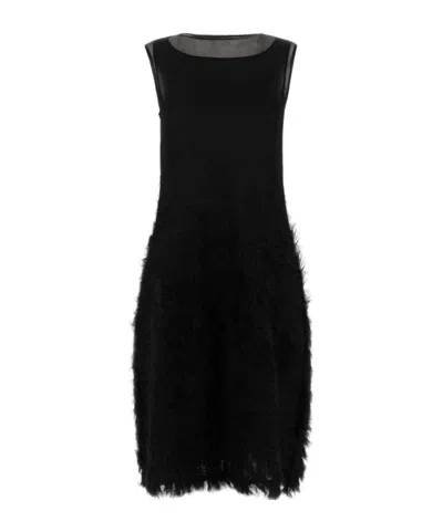 Maison Margiela Silk Retrograde Dress Sheer Detailing In Black