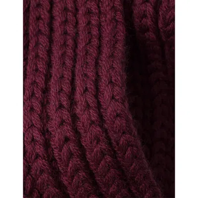 Prada Womens Burgundy Logo-plaque Wool Scarf In Burgundy
