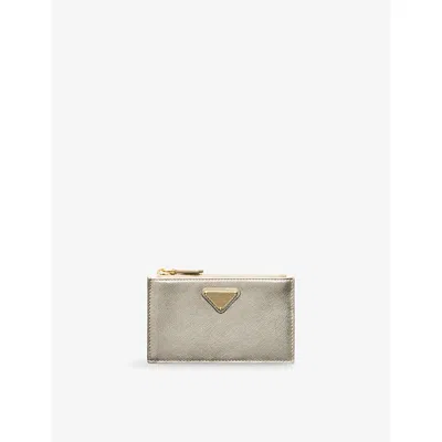 Prada Womens Gold/silver Saffiano Leather Card Holder In Multi