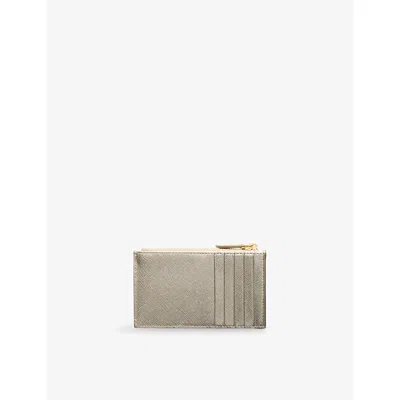 Prada Womens Gold/silver Saffiano Leather Card Holder In Multi