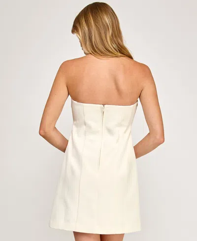 Seni & Cade Juniors' Strapless Mini Dress In White