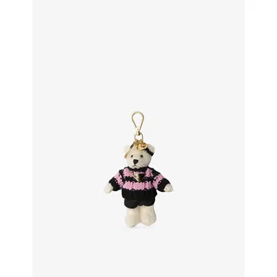 Prada Womens Pink Teddy Keychain Charm In Gold