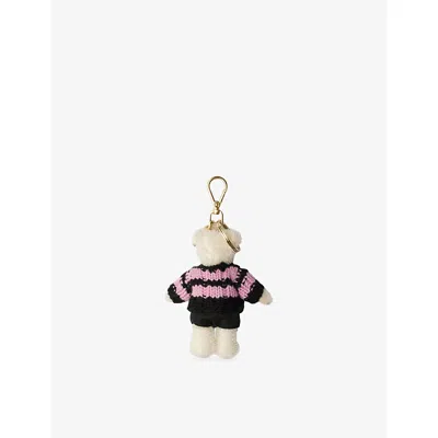 Prada Womens Pink Teddy Keychain Charm In Gold