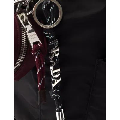 Prada Womens Black Speedrock Cord Woven Keyring In Black