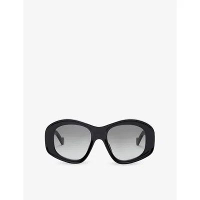 Loewe Anagram 51mm Beveled Acetate Pentagon Sunglasses In Black
