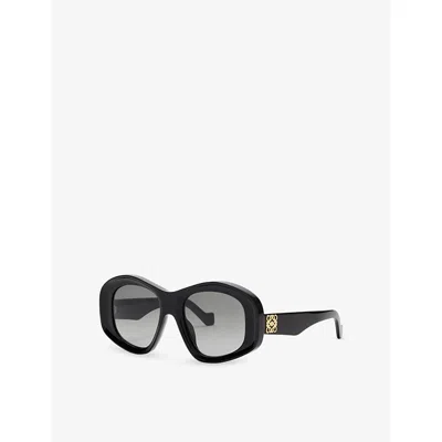 Loewe Anagram 51mm Beveled Acetate Pentagon Sunglasses In Black