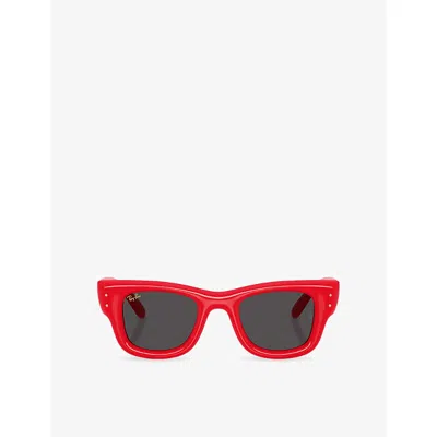 Ray Ban Womens Red Rb4940 Wayfarer Puffer Square-frame Nylon Sunglasses In Red