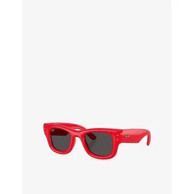Ray Ban Womens Red Rb4940 Wayfarer Puffer Square-frame Nylon Sunglasses In Red