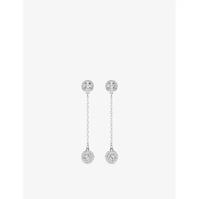Swarovski Womens Silver Una Rhodium-plated And Zirconia Stud Earrings In Metallic