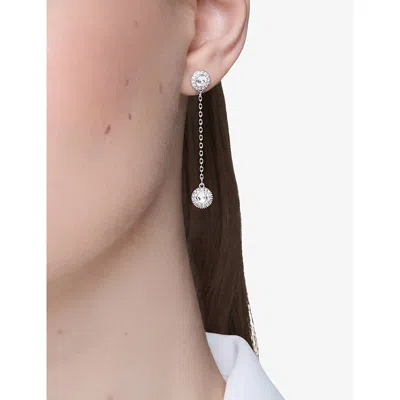 Swarovski Womens Silver Una Rhodium-plated And Zirconia Stud Earrings In Metallic