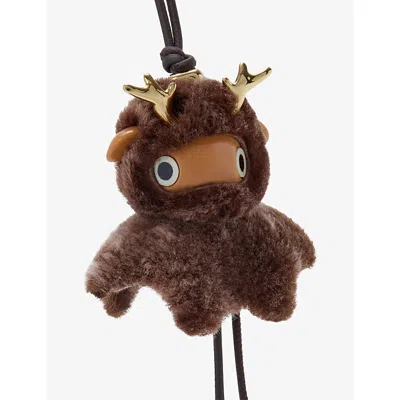 Loewe Shearling Deer Puzz Bag Charm In Brown
