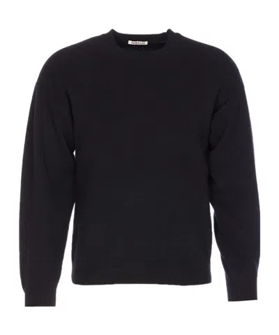 Auralee Baby Crewneck Sweater Long Sleeves In Black