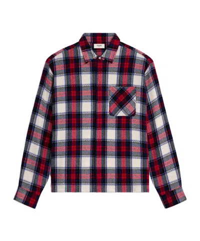 Celine Overshirt In Checked Cashmere In Red