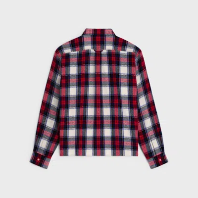 Celine Overshirt In Checked Cashmere In Red
