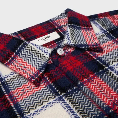 Celine Overshirt In Checked Cashmere In Red